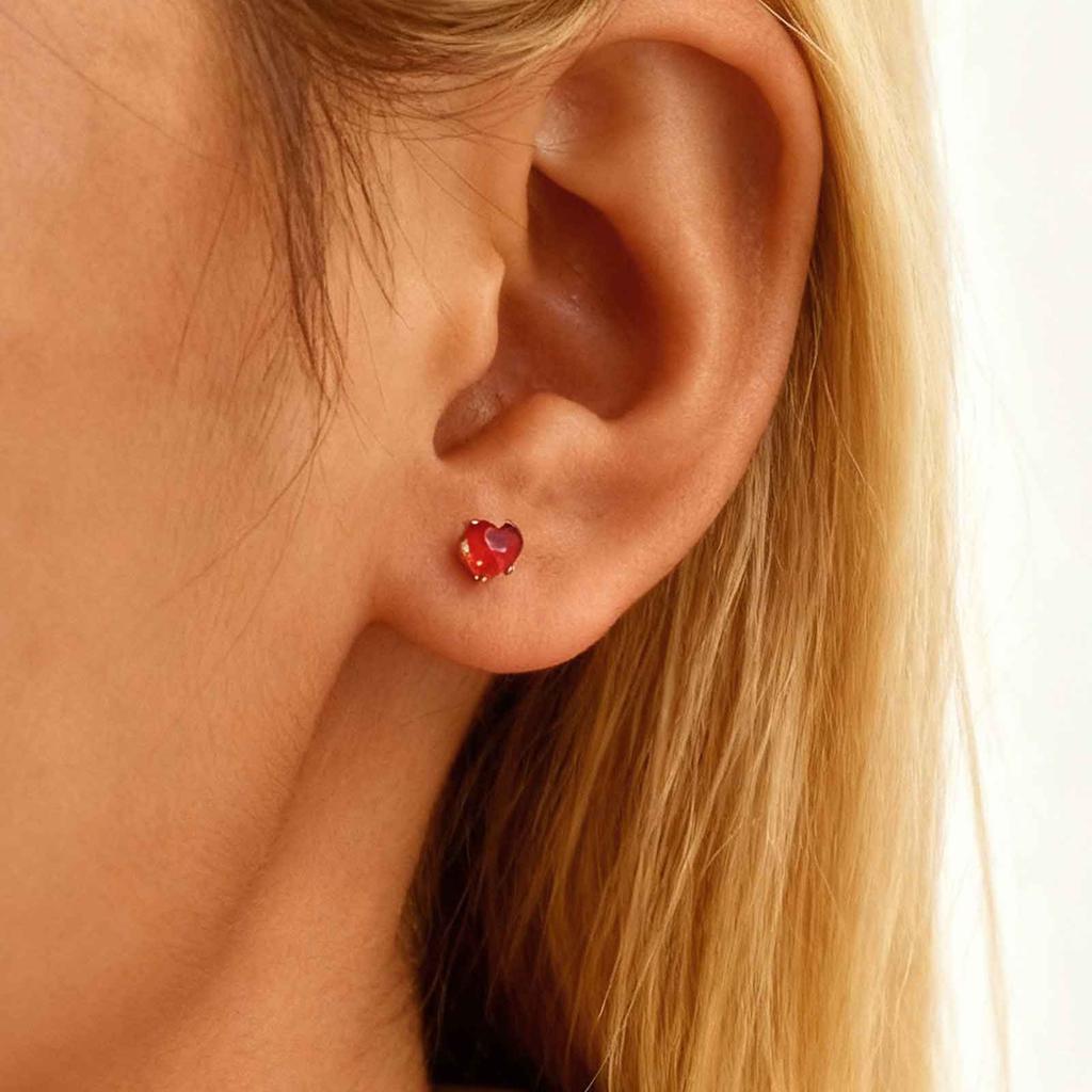 Exquisite Colorful Crystal Zircon Heart Stainless Steel Small Stud Earrings for Women, Hypoallergenic Luxury Jewelry Gift