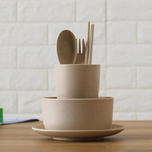 6 шт./компл., детская посуда из пшеничной соломы, детская посуда для еды, миска для кормления младенцев, обучающая посуда Spo