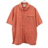 Check Pattern Short Sleeve Shirt M Orange Brown Outdoors Men's Used