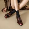 Повседневные мокасины для женщин, женские мокасины из натуральной кожи, британский стиль, средний каблук, круглый носок, одинарные туфли, кожаные туфли без застежек