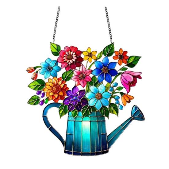 Горшечные растения, ловец солнца, акриловое подвесное украшение на окно, цветочный узор, ловец солнца для украшения стен дома, освещенных солнцем пространств