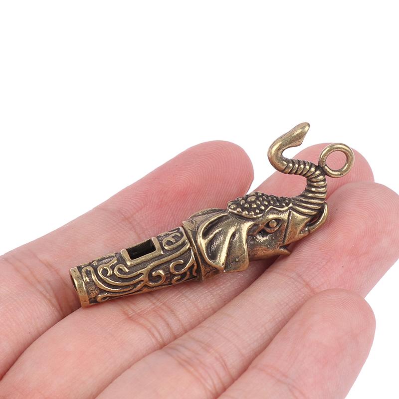 1Pc Brass Metal Treble Training Wilderness Survival Pendant Elephant Whistle Antique Keychain Outdoor Survival Whistle