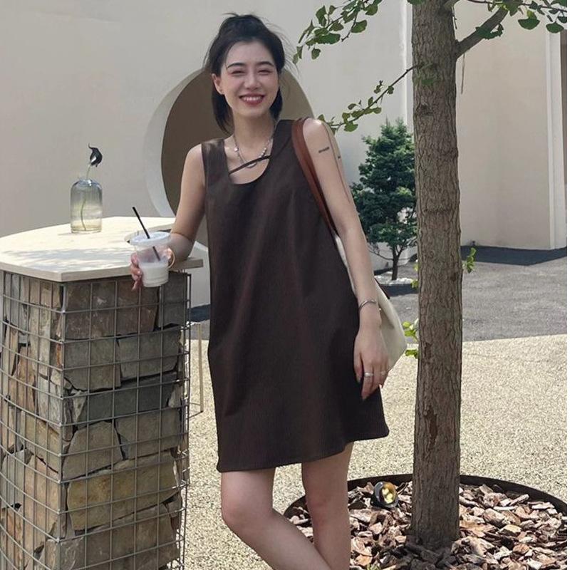 Dress Korean version of Internet celebrity pit strip simple temperament retro vest skirt a word thin fashionable dress