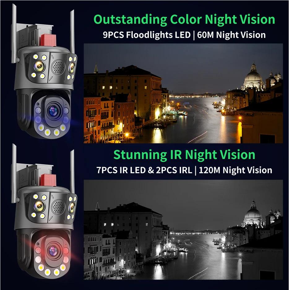 Wifi PTZ камера видеонаблюдения 4K 12MP наружная три объектива 50-кратный зум беспроводная CCTV камера безопасности цветная камера ночного видения ICSEE IP Cam