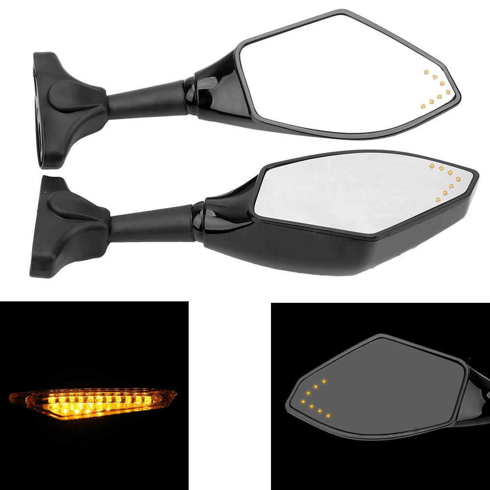 Зеркало заднего вида, встроенные боковые зеркала, светодиодные поворотные зеркала для мотоцикла, 1 пара, аксессуары для мотоциклов, указатели поворота