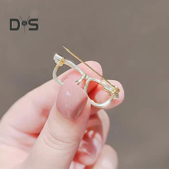 Women Brooch Glasses Shape Decor Stainless Exquisite Anti-slip Wear-resistant Coat Collar Hat Scarf Decoration Clothes Pin Garment Jewelry