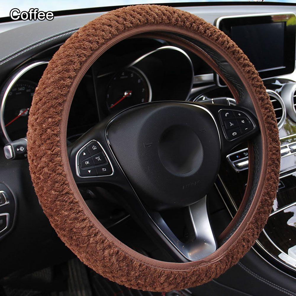 Auto Decoration Anti-Slip Protection Warm Plush Pearl Velvet Soft Car Steering Wheel Cover