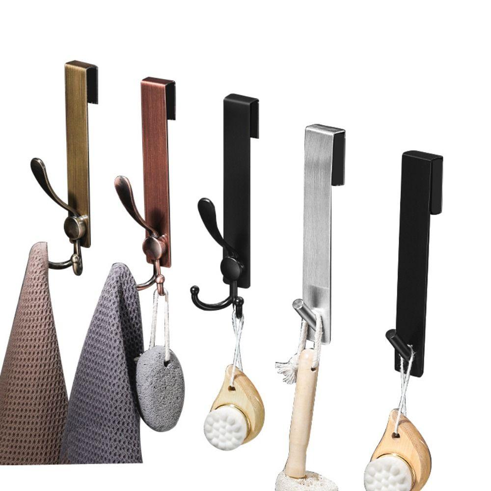 Anti-Slip Shower Door Back Hook Hole Free Bathrobe Hanger Over Glass Door Towel Rack  Kitchen