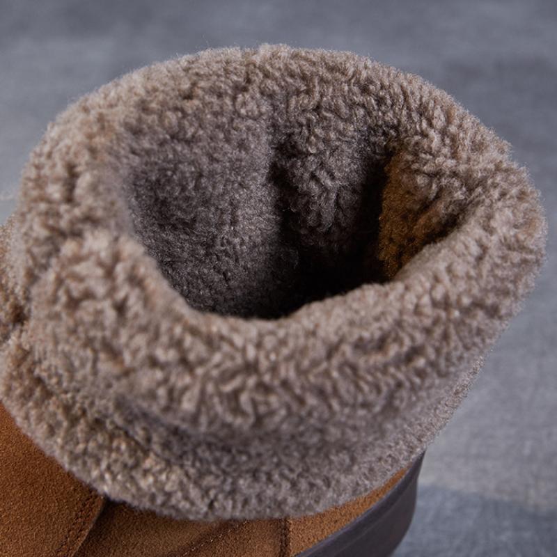 Johnature Зимние сапоги из натуральной кожи с толстой подошвой из нубука и коровьей кожи, теплые женские сапоги до середины голени из плюша