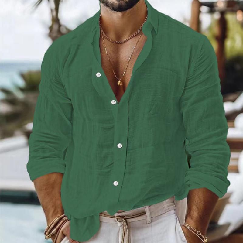 Мужская повседневная рубашка с длинным рукавом темно-серого цвета, свободного кроя, в стиле пляжного отдыха