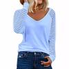 Осенний женский топ с длинными рукавами, в полоску, повседневная свободная футболка