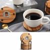 6PCS 2 in 1 Wood Coaster with Bottle Opener Non-Slip Round Insulated Cup Pad with Storage Rack Party Cup Mat Set Bar