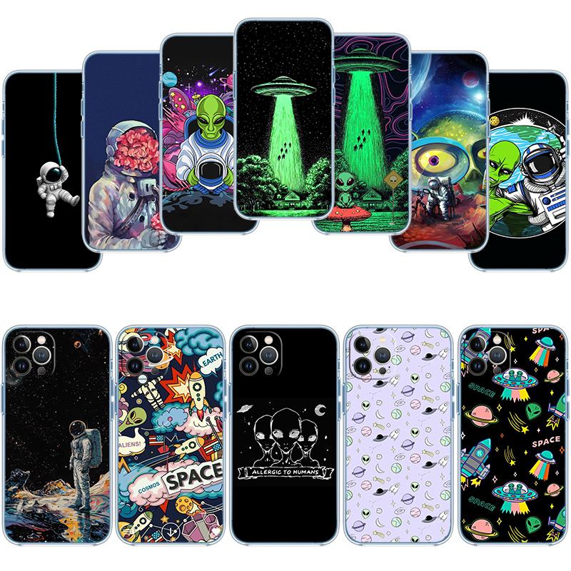 Astronaut Space Alien UFO Transparent Phone Case for Motorola Moto G10 G20 G30 G31 G32 G34 G35 G41 G42 G50 G51 G52 G55 G60 G60S