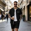 Men S Waffle Plaid Short Sleeve Shirt And Shorts Two Piece Set