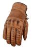 Brown Waxed Leather Motorcycle Glove Cowhide Elasticized Classic Distressed