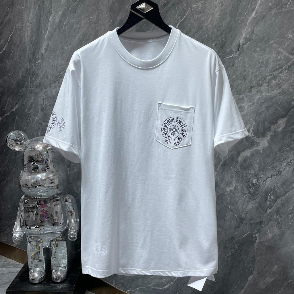 8555 CHROME HEARTS 2025 Лето Новая Высококачественный Хлопок Круглый Вырез Свободный Большой Размер Мужская и Женская Футболка Парная Футболка