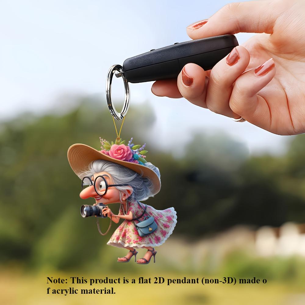 Charming Grandma Collection: 2D Acrylic Flat Photo Pendant - Multipurpose Pendant for Home Decoration Car Pendant Backpack Pendant Keychain