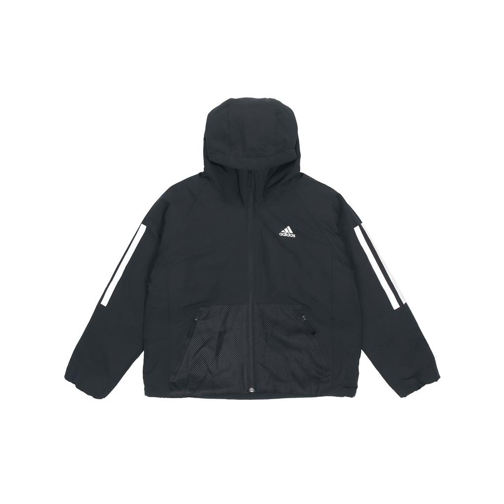 adidas Теплая спортивная куртка с логотипом и буквами, повседневная, с капюшоном, хлопковая, женская, черная, DZ1518