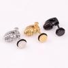 WKOUD Punk Stainless Steel Stud Earrings For Men Women Gothic Rockets Arrow Finger Cool Prevent Allergy Gold Black Puncture