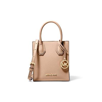MK Mercer Однотонная Кожаная Сумка-гармошка с Логотипом-буквой Crossbody На плечо Мини Женские Сумки Кремово-Розовый 35S1GM9T0L-BISQUE