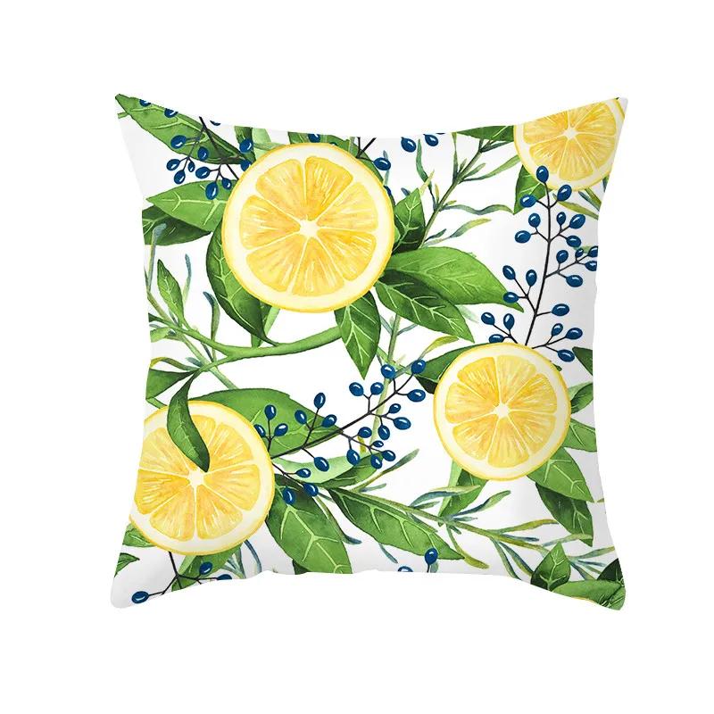 Summer Fruit Cushion Cover 45X45 Lemon Orange Strawberry Watermelon Decorative Pillowcase Polyester Sofa Cushions Home Decor