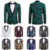 Casual Wedding Mens Blazer Paisley Floral Fashion Tuxedo Suit Jacket One Button