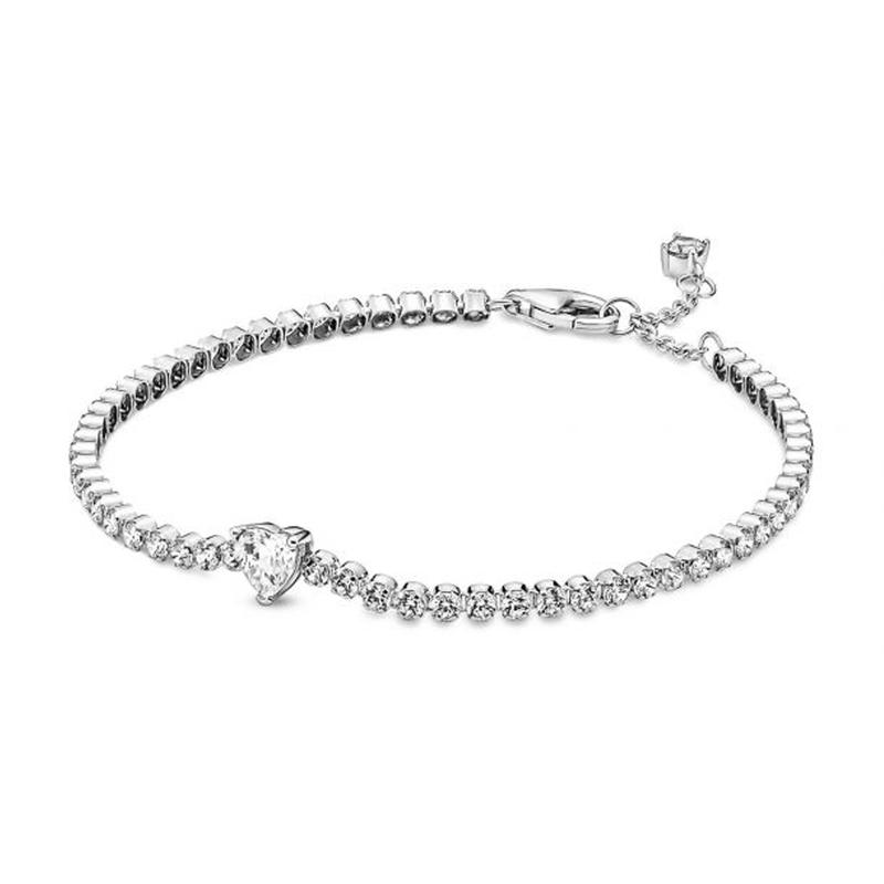 Pandora Shining Tennis Pendant 925 Silver Bracelet Women's Style Silver 18 mirror jewelry box