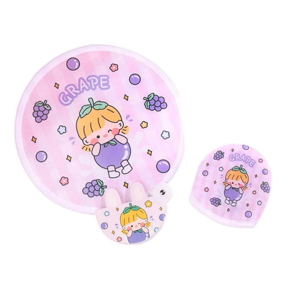 Round Flying Disk Cartoon Hand Fan Circular Fan Pocket Fan For Beach Lawn