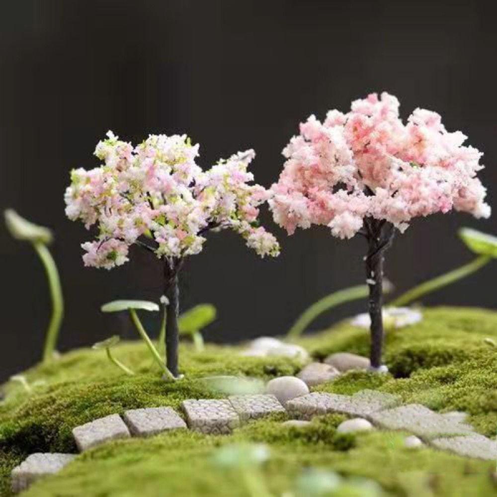 Plastic Simulation Trees Landscape Rural Style Micro Figurines Durable Sakura Miniatures  Yard
