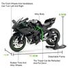 1:12 Модель мотоцикла Kawasaki H2R Ninja ZX-6R Игрушечная машинка Металлический корпус Рулевое управление колесами Амортизация Мотоцикл Транспортные средства Детские подарки