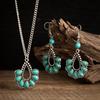 Богемия, ожерелье и серьги с каплей воды, бирюзовый комплект, серебряная цепочка, винтажные летние пляжные комплекты ювелирных изделий для женщин, Bijoux Femme