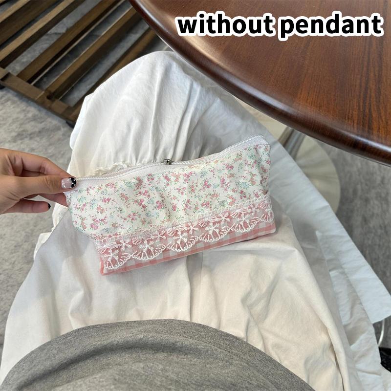 Fresh Lace Floral Design Pen Bag Large Capacity Multifunctional Stationery Bag Pencil Case Students Back To School