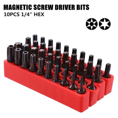 10 ШТ 1/4 Шестигранная Головка Torx 25 мм S2 Легированная Насадка для Отвертки Безопасные Магнитные Наборы T40 Насадки для Электрической Отвертки Наборы Ручных Инструментов
