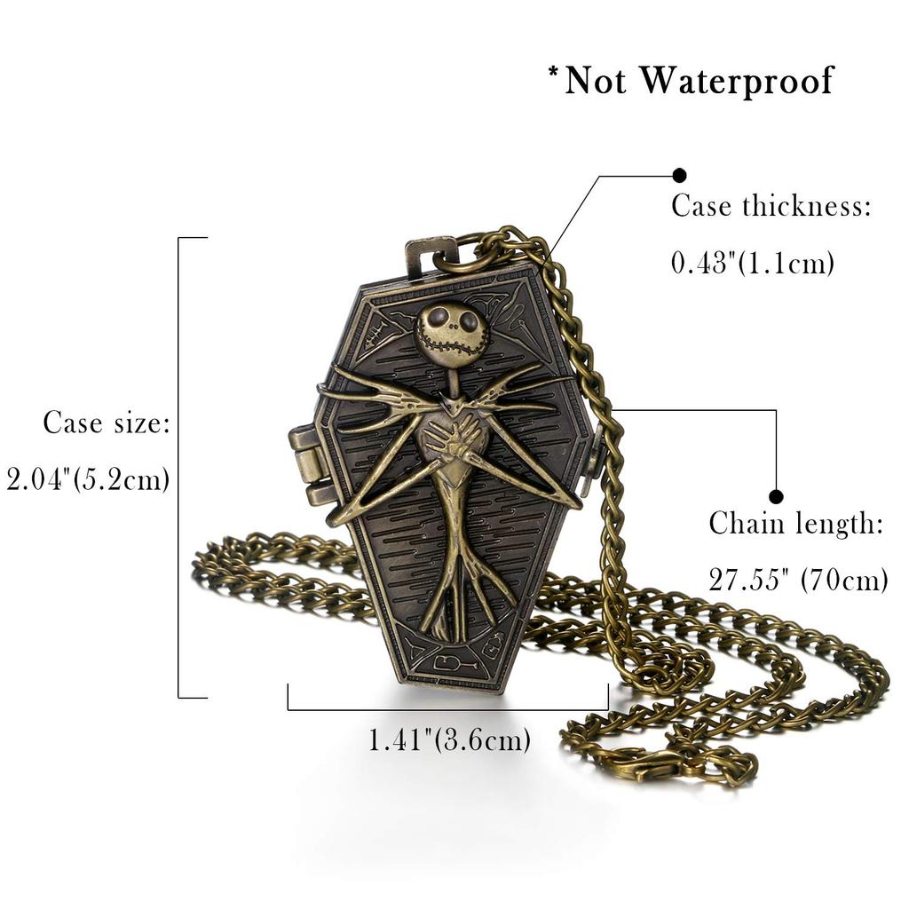 Карманные часы Lancardo с ожерельем, цепочкой для свитера, карманные часы с аналоговым кварцевым корпусом в стиле ретро с черепом и костями, шестиугольный математический планшет для ежедневных поездок на работу