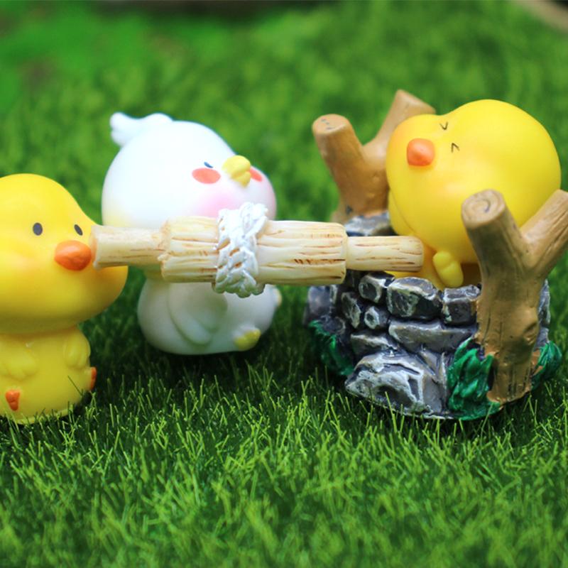 Мини-мультяшные украшения из смолы, микро-пейзажная скульптура, милая утка, поросенок, миниатюрные украшения для приборной панели автомобиля