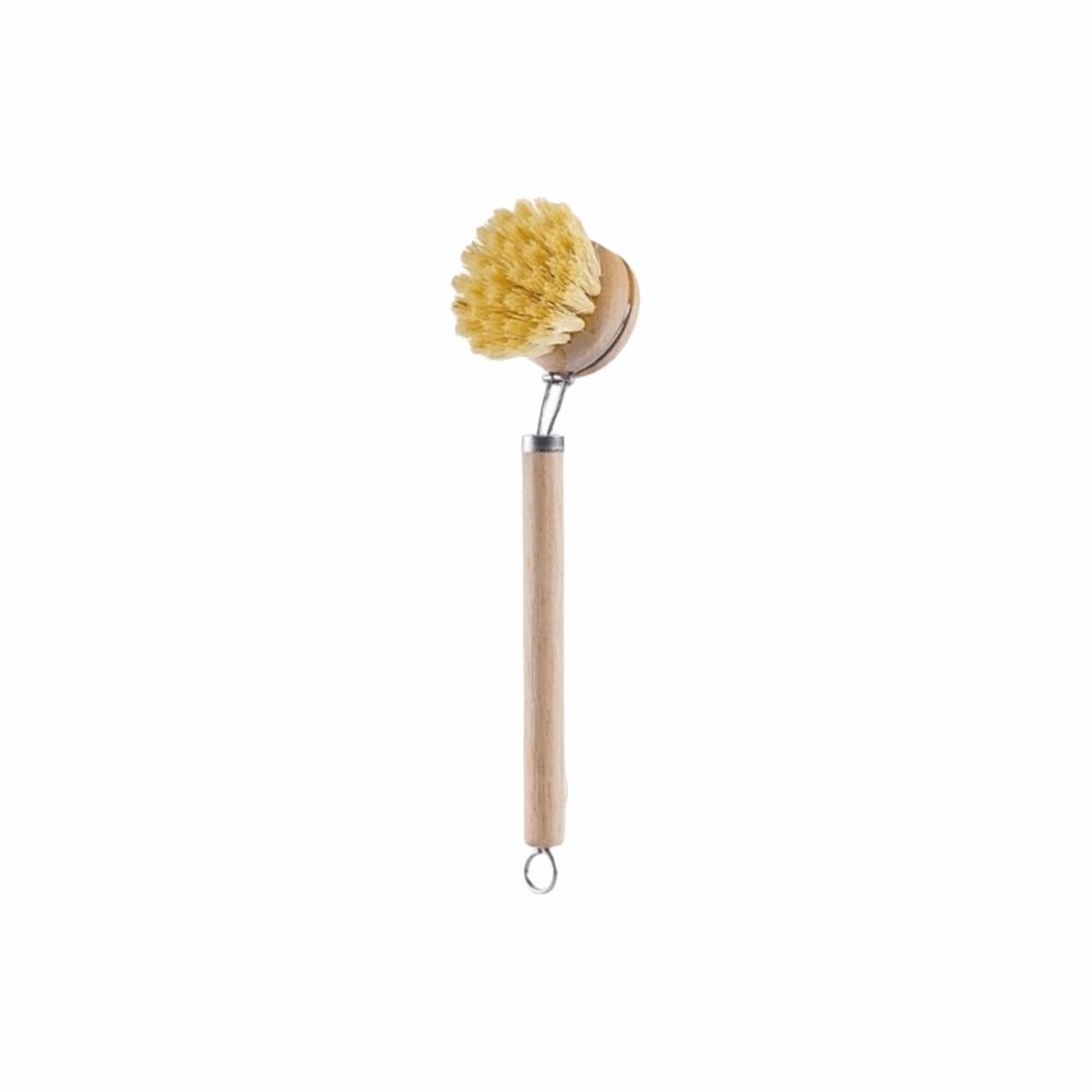 Solid Wood Dish Pot Brush Replaceable Frying Pan Brush Kitchen Cleaning Brush Home Cleaning