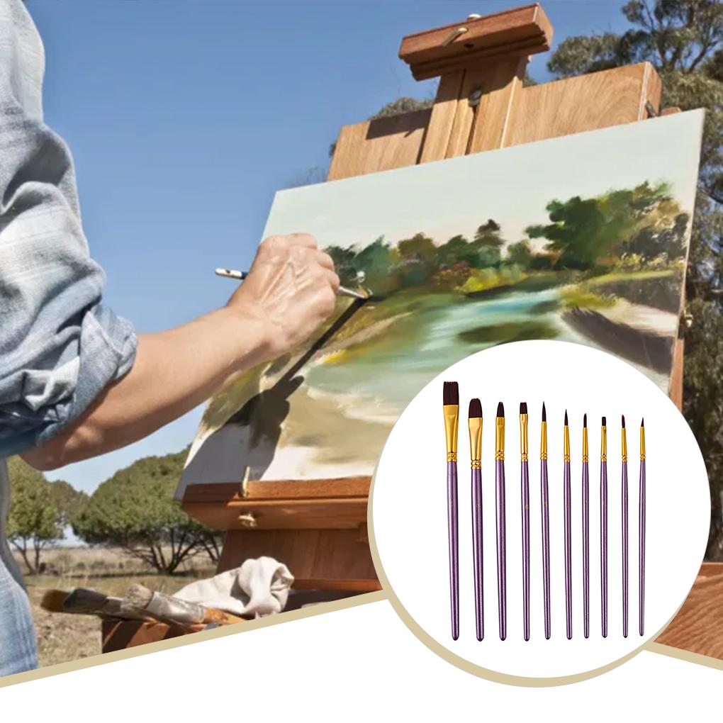 Набор художественных кистей 10X Алюминиевый Тонкая работа Тренировка Практичный Акварельная Художник Кисть