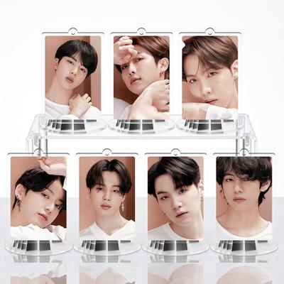 Брелок-подставка BTS в мягких тонах, Брелок с портретом Bangtan Boys и подставкой, Коллекционный настольный декор для фанатов Kpop ARMY
