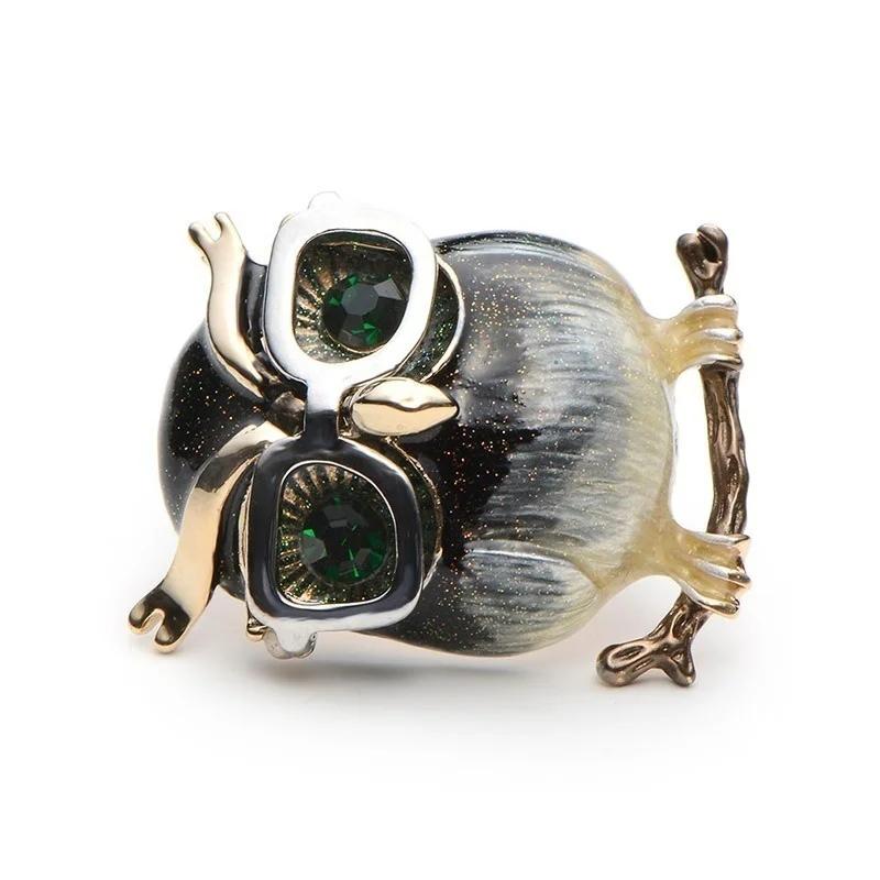 Милая зеленоглазая сова брошь очки модная эмалевая булавка брошь в виде животного хороший подарок для детей и женщин на Новый год