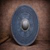 Viking Blue Wooden Shield with Norse Rune Symbols Round Shield 60.96 cm Nordic Wall Decor, LARP Cosplay Prop, Medieval Warrior Gift