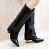 Pointed Toe Women High Boots Designer High Heels Shoes Knee High 2025 Winter Chelsea Boots Goth Pumps Luxury Botas Mujer