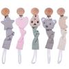 2022New Baby Pacifier Clip Infant Newborn Linen Cotton Animal Wooden Pacifier Chain Nipple Soother Dummy Eco-friendly Holder