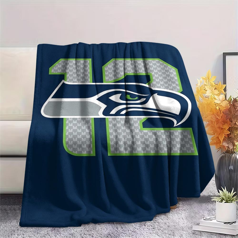 Фланелевое одеяло с принтом Seattle Seahawks, Высококачественное, Удобное для всех сезонов, Декор для дома, Тепло и уют, Идеально для рождественских подарков