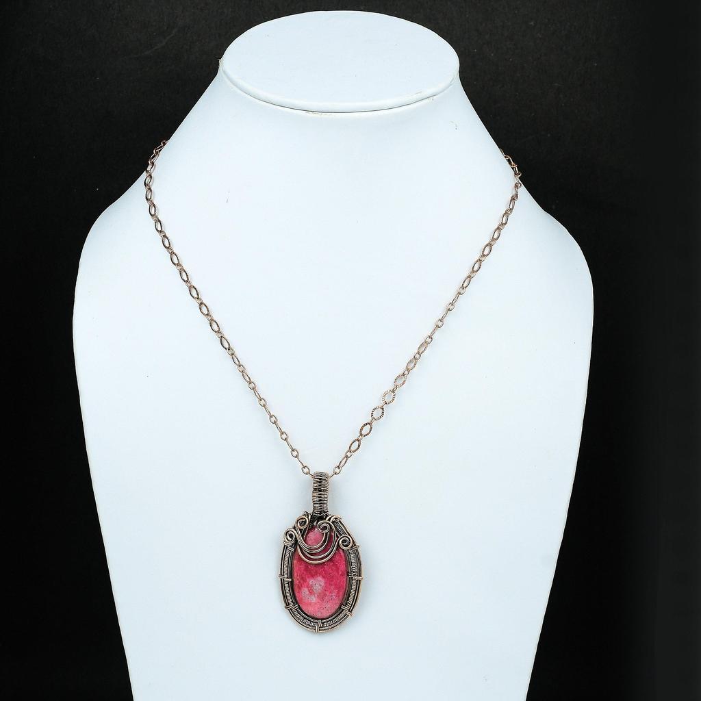 Подвеска из тулита, обмотанная медной проволокой, медное украшение, антикварное украшение, подвеска ручной работы, подвеска с драгоценным камнем, подарок для него, подвеска для женщин