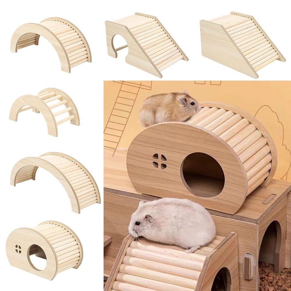 with Hiding Hole Hamster House Smooth Hamster Wooden Bridge for Guinea Pigs Rats Small Animals