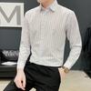 Рубашка мужская Yousheng, однобортная, с полосатым принтом, отложным воротником и длинными рукавами, официальная, в деловом стиле, офисная, средней длины, топ для свиданий