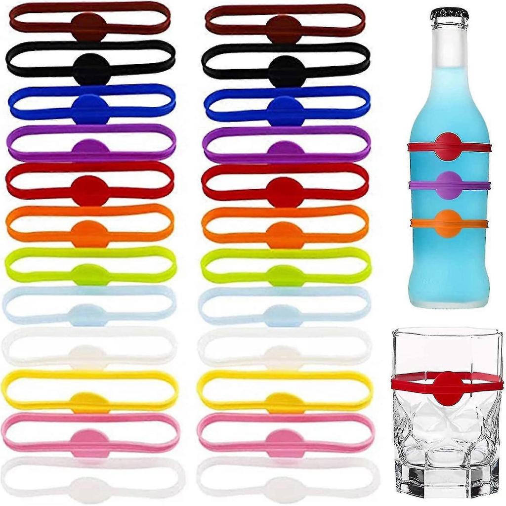 24pcs Silicone Drink Markers, Wine Glass Charms For Party Glasses Cups Cans Dentification, Glass Markers For Drink