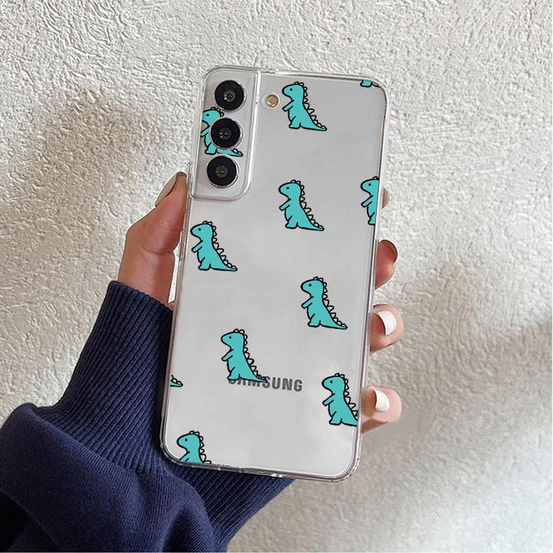 Прозрачный чехол с изображением маленького динозавра для Samsung Galaxy S22 S20 FE S21 S10 S9 Plus Note 20 Ultra 10 Lite, мягкий чехол для телефона