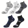 5pairs Men's Athletic Socks, Cotton Breathable Sweat Absorbing Socks, Short Crew Socks For Men