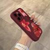 Мягкий чехол для телефона с винно-красным цветочным принтом для iPhone 17 16 15 Pro Max 14 15 Plus 13 12 11 16E XR X XS 8 7 Plus Air Ударопрочный чехол